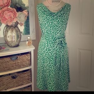 Green and White Polka Dot Ann Taylor Loft Dress LP